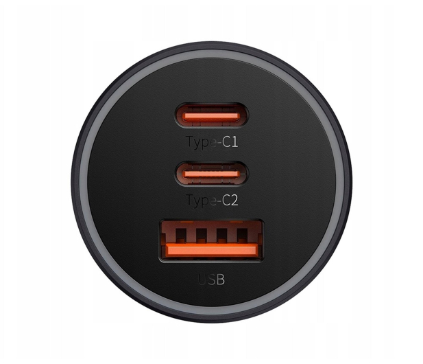 Baseus Ładowarka samochodowa USB-A + 2x USB-C 65W - 1502067 - zdjęcie 3